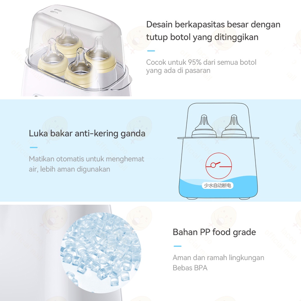 Lacoo Alat steril botol susu bayi dengan remote Bottle warmer multifungsi Penghangat botol susu Bottle sterilizer bpa free