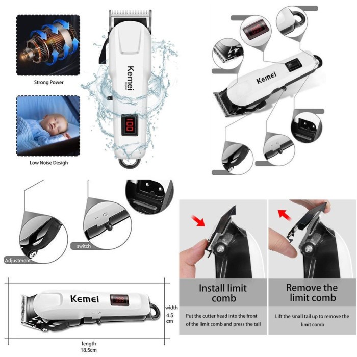 Kemei KM-809A Wireless Hair Clipper Rechargeable Cordless Shaver