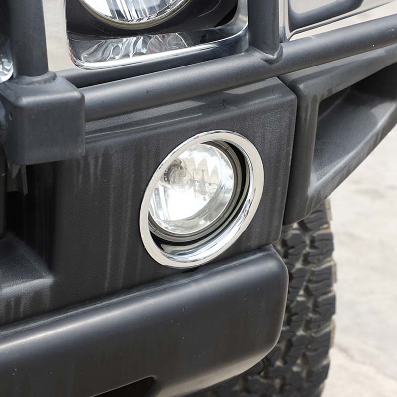 2pcs Lampu Kabut Depan Mobil Lis Lampu Rings Cover Dekorasi Aksesoris Silver Untuk Hummer H2 2003-2009
