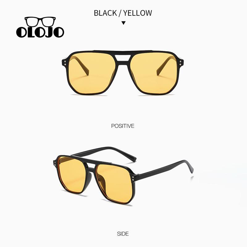 【COD】Kacamata Hitam Kotak Bingkai Besar Balok Ganda Trendy Retro Fashionable Sunglasses Untuk Wanita