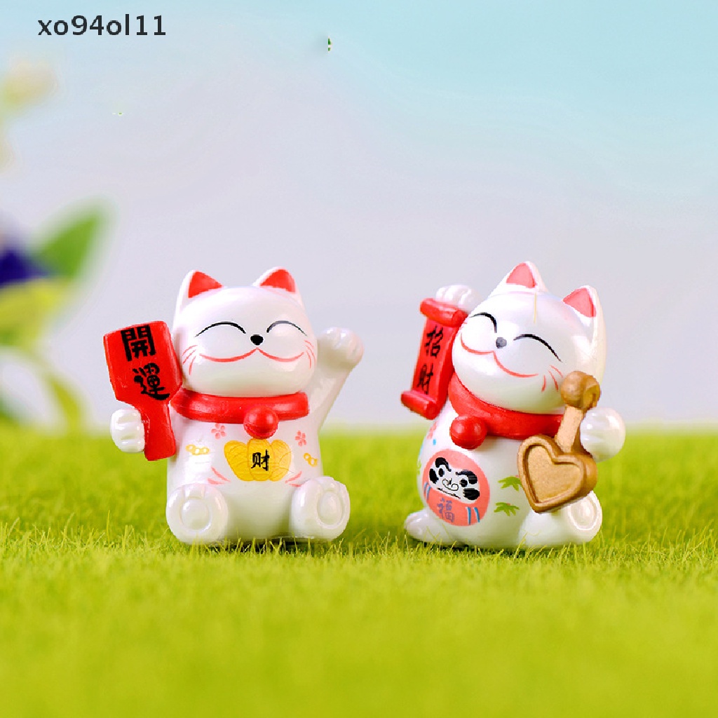 Xo Senyum Beruntung Uang Kucing Mini Patung Figurine Kerajinan Ornamen Miniatur Dekorasi Rumah OL