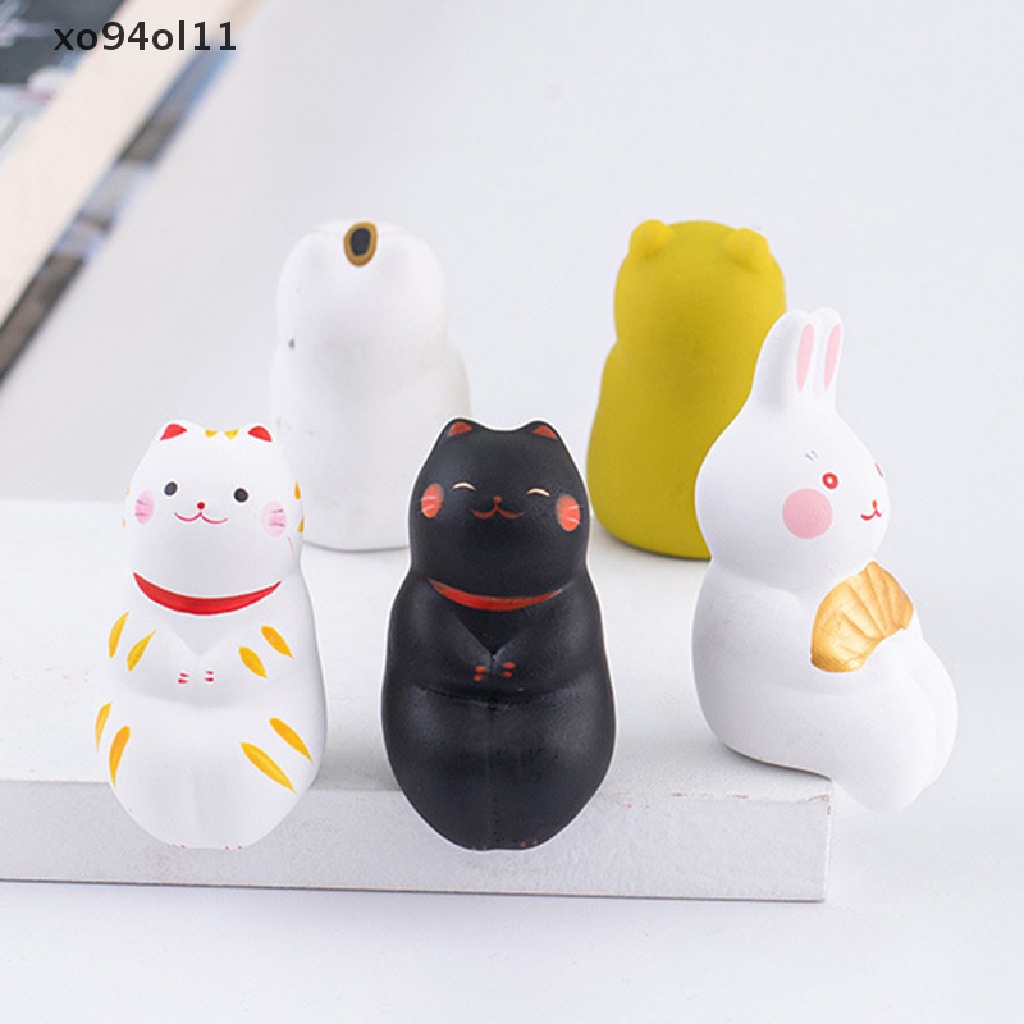 Xo Keramik Lucky Cat Ornamen Kerajinan Tangan Kartun Kelinci Lanskap Home Decor Accessory OL