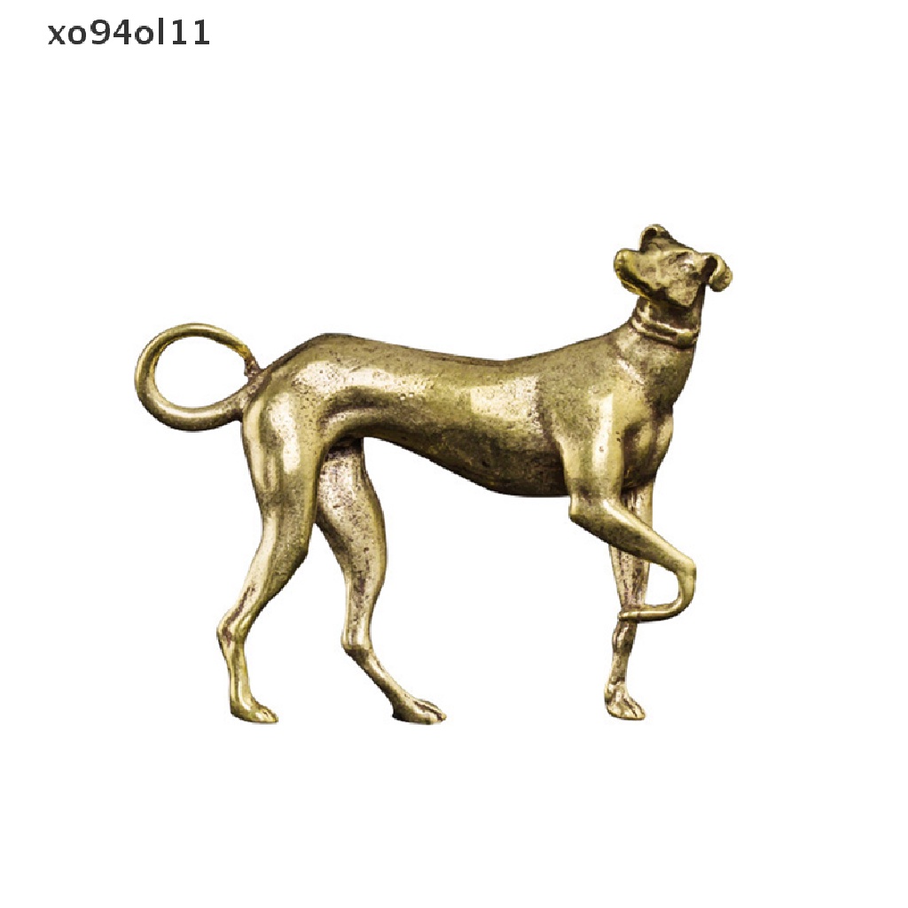 Xo Ornamen Meja Anjing Loyal Kuningan Solid Vintage Patung Miniatur Hewan Tembaga OL