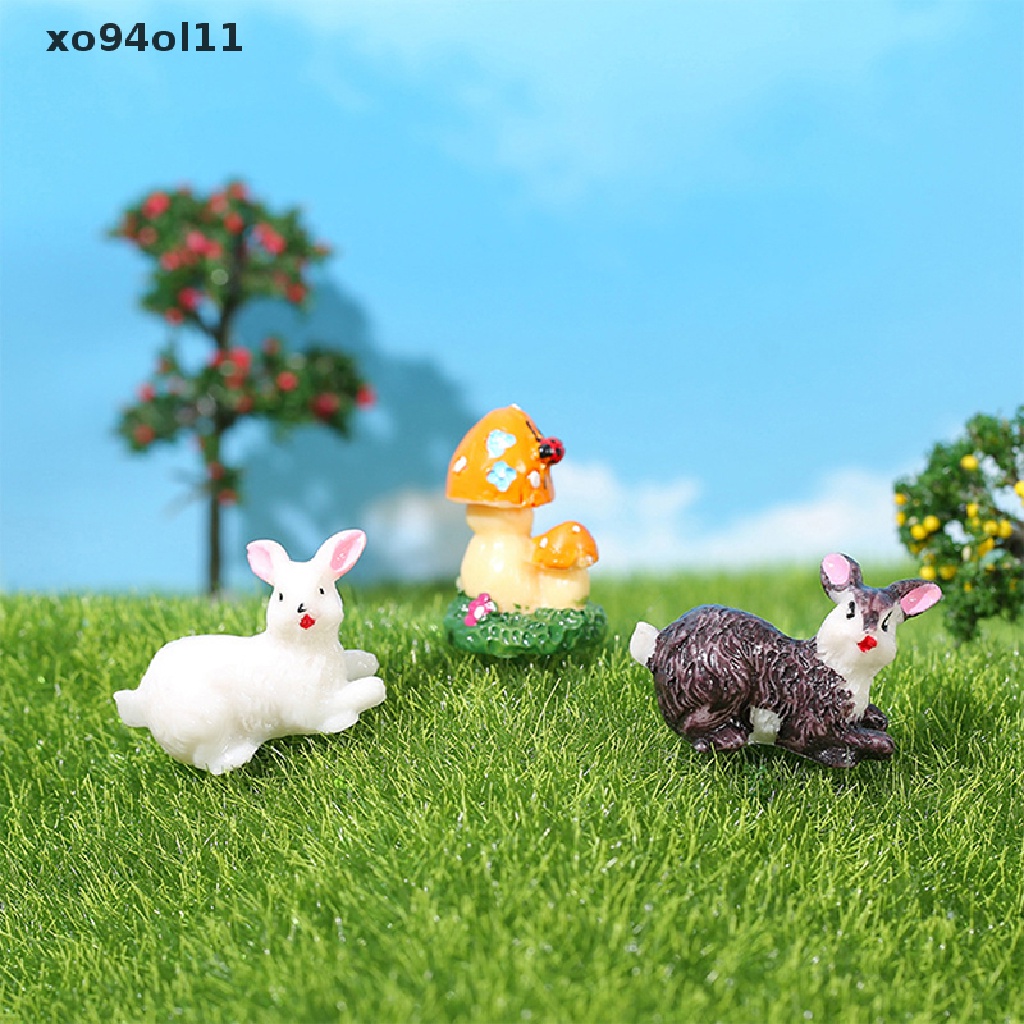 Xo Fairy Garden Miniatur Pemandangan Flamingo Kecil Patung Hewan Kelinci Kecil Beruang Terrarium Dekorasi Aksesoris Rumah Boneka Mainan OL