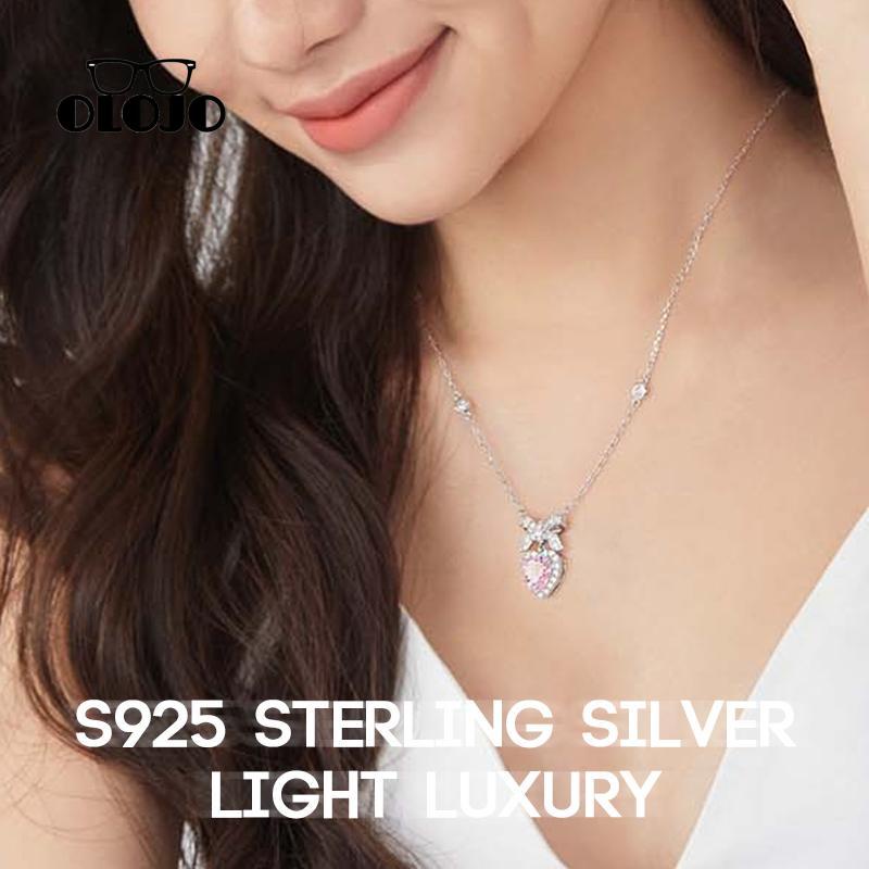 【COD】S925 Sterling Silver Ringan Mewah Busur Simpul Cinta Smart Kalung Wanita Klavikula Rantai Liontin