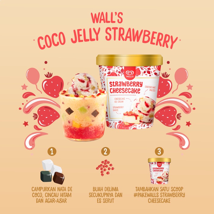 

Ice Cream Selection Strawberry Cheesecake 410ML - Es Krim Wall's