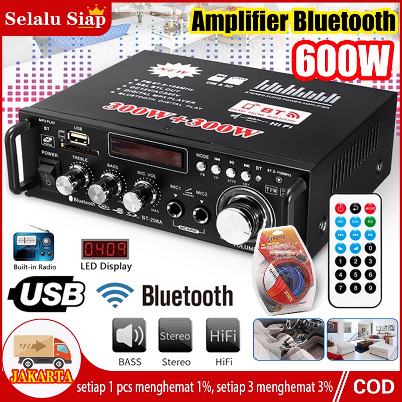 (dalam Stok, Dikirim Dari Jakarta) 600W Amplifier Bluetooth Karaoke Home Bluetooth Stereo Amplifier 
