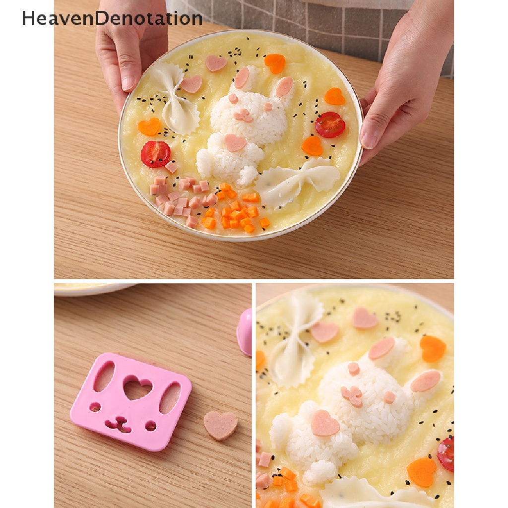 [HeavenDenotation] 1set Cetakan Sushi Dapur Cetakan Sandwich Kelinci Rice Ball Mold DIY Bento MakerTool HDV