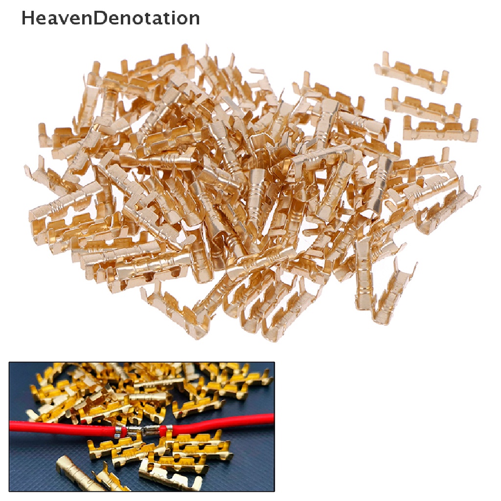 [HeavenDenotation] 100pcs Kuningan Tembaga 0.5-1.5mm 2 crimp Konektor Listrik Kawat terminal kit HDV