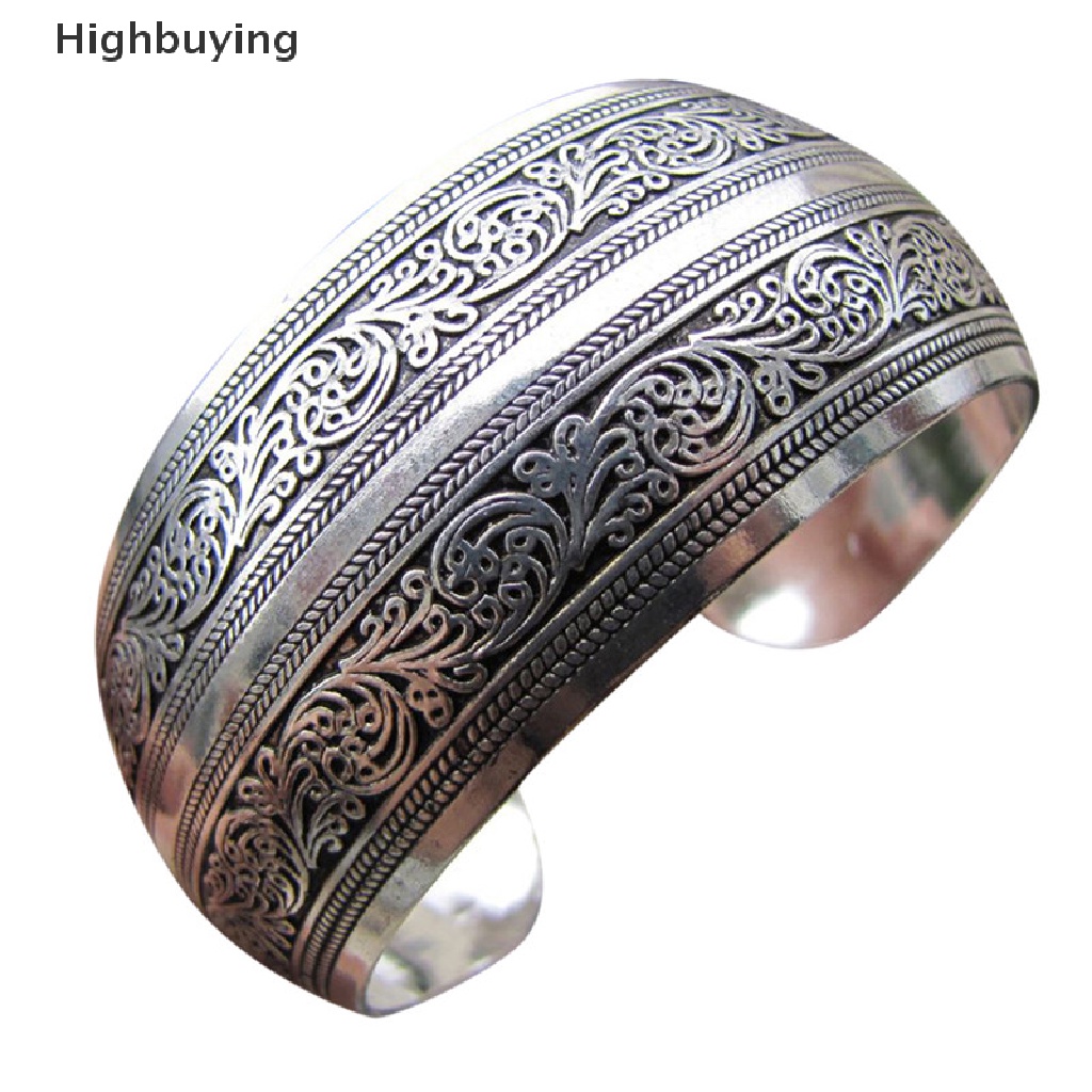 Hbid Tibet Perak Disepuh Tibet Totem Bangle Perhiasan Manset Gelang Lebar Antik Wanita Glory