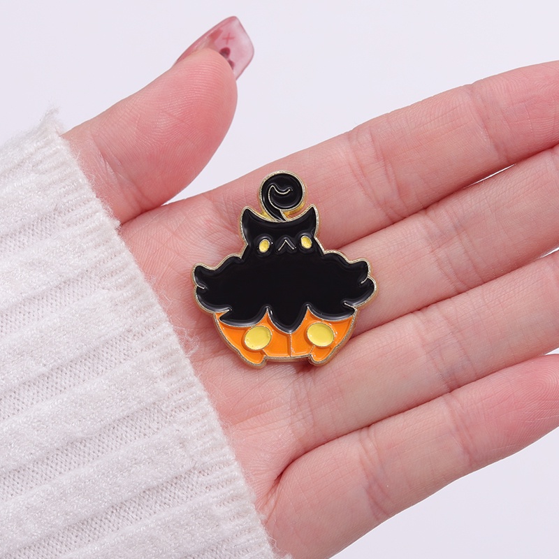 Lucu Kucing Hitam Labu Enamel Pin Halloween Tombol Bros Kerah Lencana Kartun Perhiasan Hadiah Untuk Teman