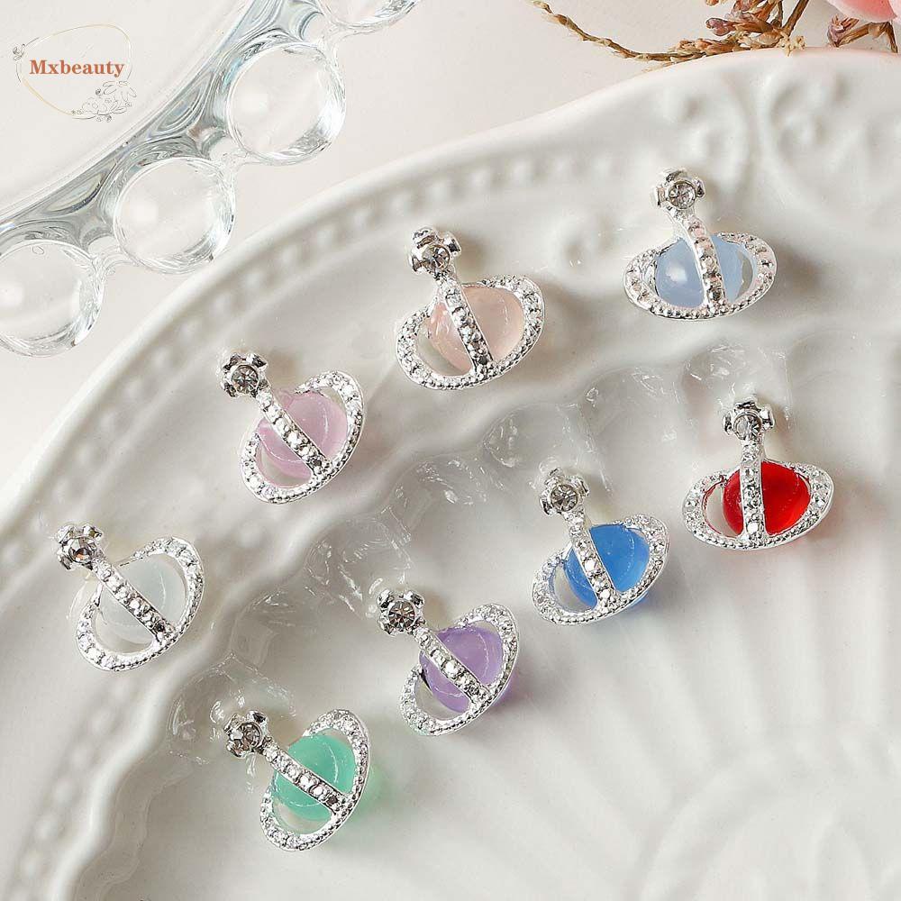 Mxbeauty Berlian Imitasi Warna-Warni Bentuk Mata Kucing 3D Untuk Aksesoris Perhiasan Kuku Wanita