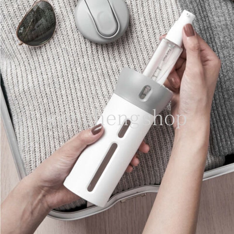 Kreatif 4in1 Shampoo Lotion Dispenser Travel Portable Shower Gel Wadah Emulsi Isi Ulang Sabun Cair Split bottle Botol Terpisah Toiletries Sub-Botol