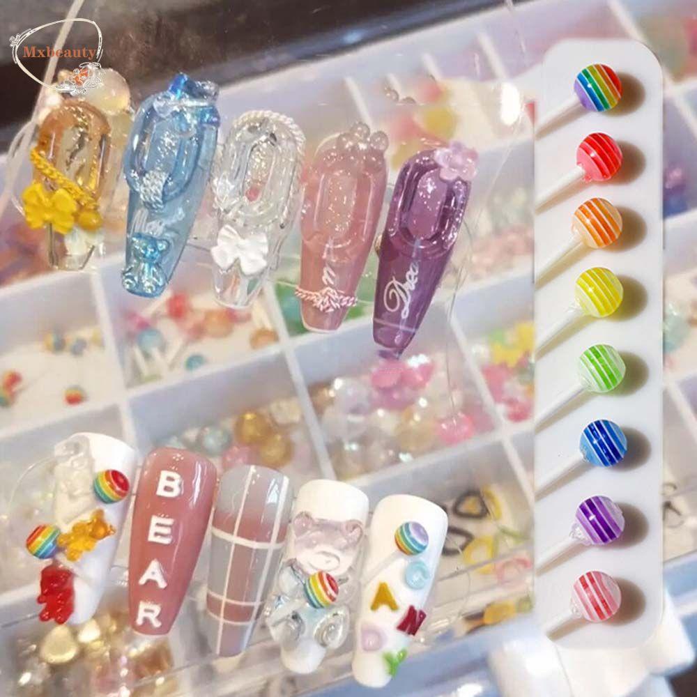 Mxbeauty Hiasan Kuku Bentuk Permen Lolipop 3d Untuk Nail Art