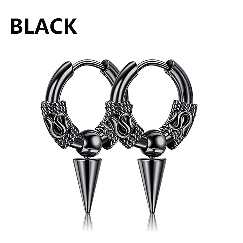 Punk Stainless Steel Stud Earring Hitam Perak Anting Set Untuk Pria Wanita Vintage Hip Hop Piercing Telinga Perhiasan Aksesoris