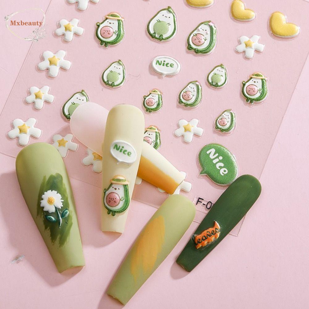 Mxbeauty Stiker Kuku Kartun Lucu Ins Gaya Cinta Hati Hewan Manikur Aksesoris Beruang Dekorasi Nail Art