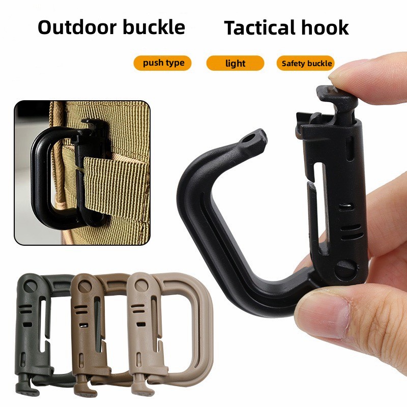 Plasctic Shackle Carabiner D-ring Klip Snap lock Camp Shackle Bag Tactical D-lock Gantungan Hook Multifungsi Outdoor Portable Alat Gesper Gunung