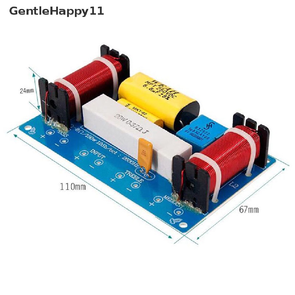 Gentlehappy 120W Speaker 3unit Hi-Fi Audio Frequency Divider Filter Crossover 3arah 4-8Ω  Id