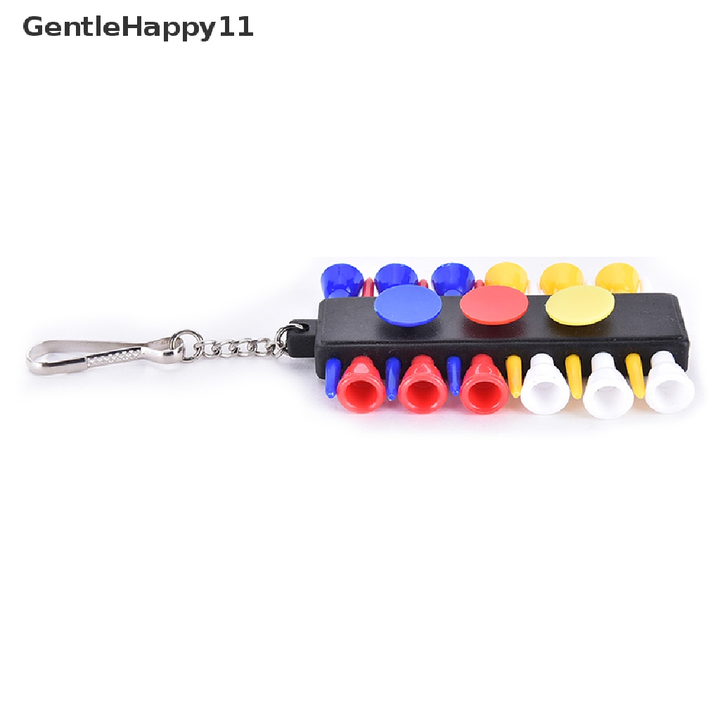 Gentlehappy 1x Golf Tee Holder Carrier Dengan 12buah Tee Plastik w 3buah Penanda Bola w 1gantungan Kunci id