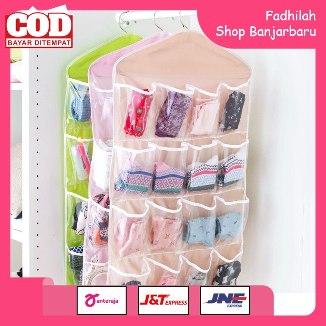 POUCH HANGING ORGANIZER 16 SEKAT KOREAN SET TEMPAT CELANA DALAM GANTUNG | FADHILAH SHOP BJB