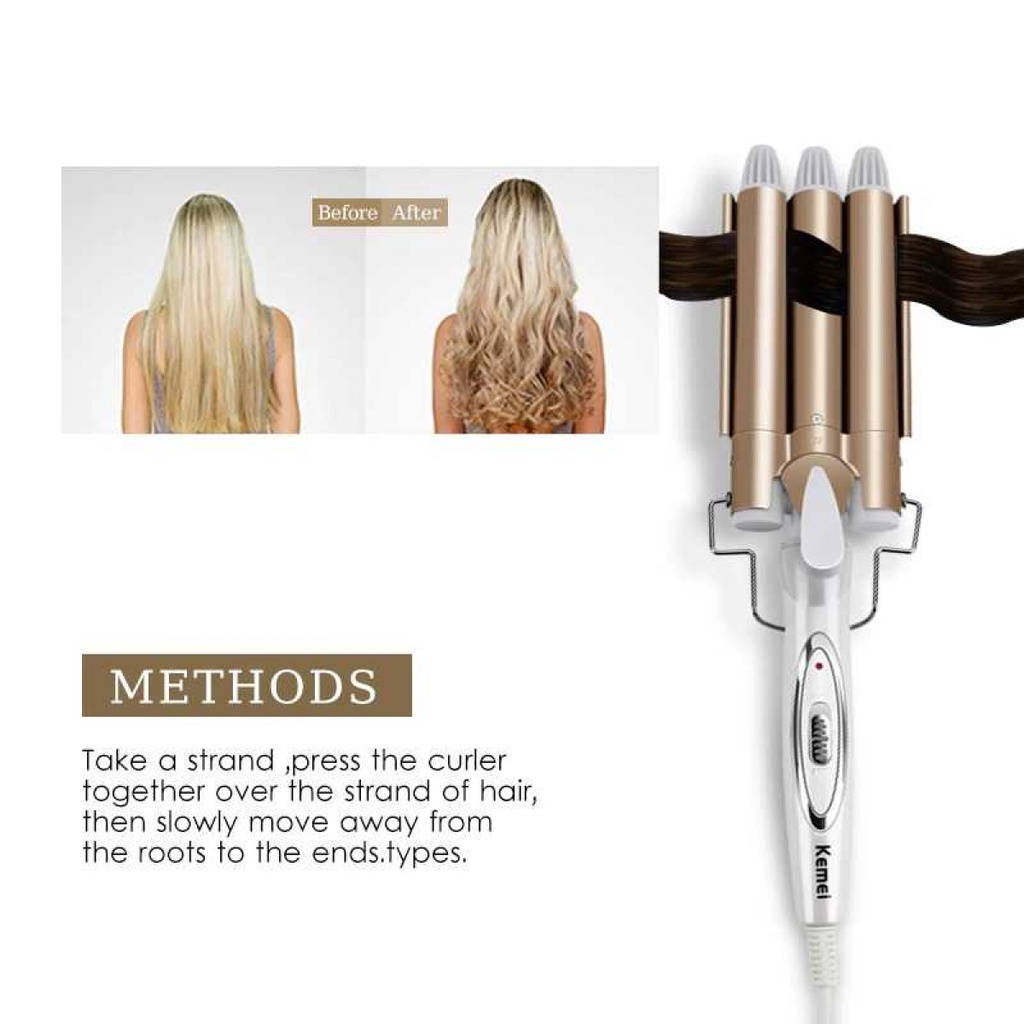 Catok Rambut Keriting Curling Iron Triple Barrel Ceramic 45W