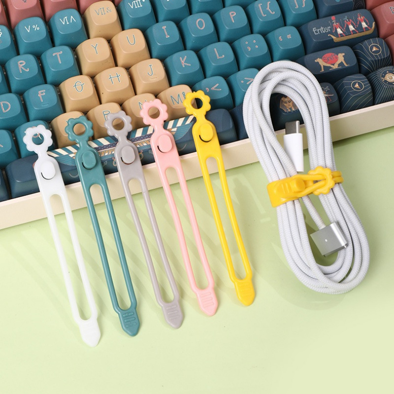 [Unggulan] 1per4/5pcs Penggulung Kabel Multifungsi Anti Hilang Penyimpanan Data Garis Headphone Kabel Komputer Ties Cord Organizer Silikon Pengatur Kabel Data Pengikat