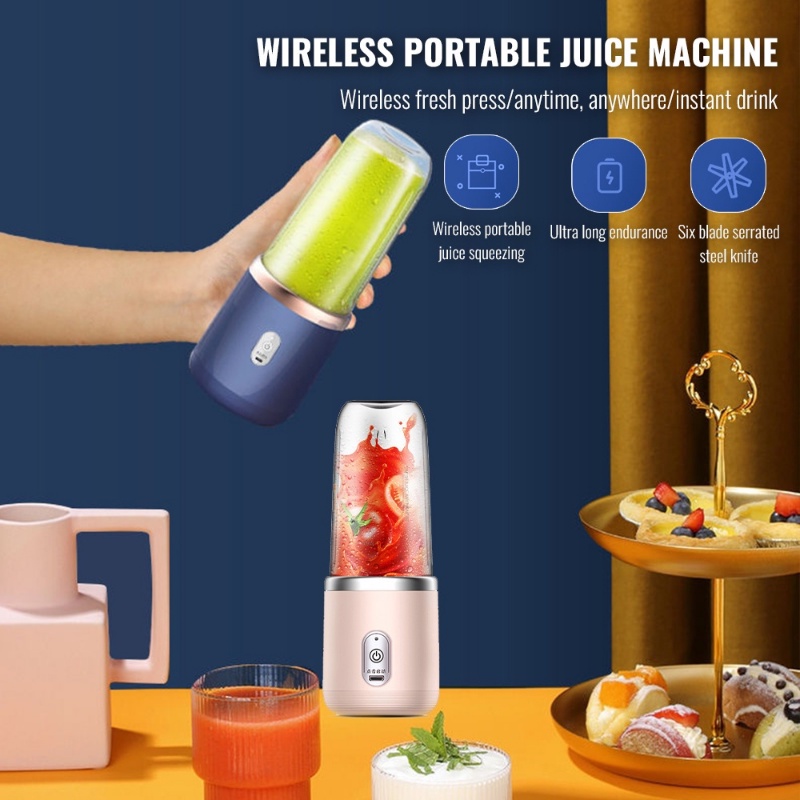 【COD】Juicer Botol Cup Blender Jus 400ML USB Electric Blender Botol 6 Pisau Portable Juicer Cup Blender Elektrik Mini Portable 400ML