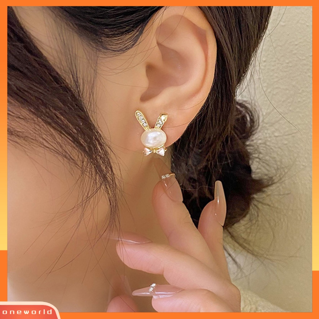 [EONE] 1pasang Ear Studs Animal Nikel Gratis Hypoallergenic Pengerjaan Halus Cubic Zirconia Dekorasi Tidak Luntur Mutiara Imitasi Stud Earrings Wanita Perhiasan