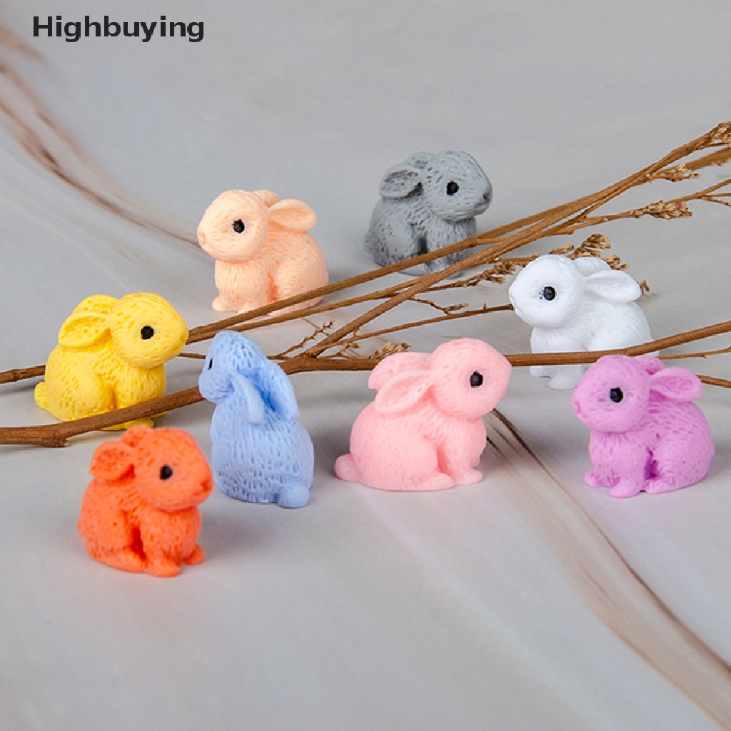 Hbid 5pcs Kelinci Lucu Paskah Ornamen Miniatur Kerajinan Resin Mini Bunny Taman Ornamen Rumah Boneka Miniatur Rumah Kantor Desktop Decor Glory