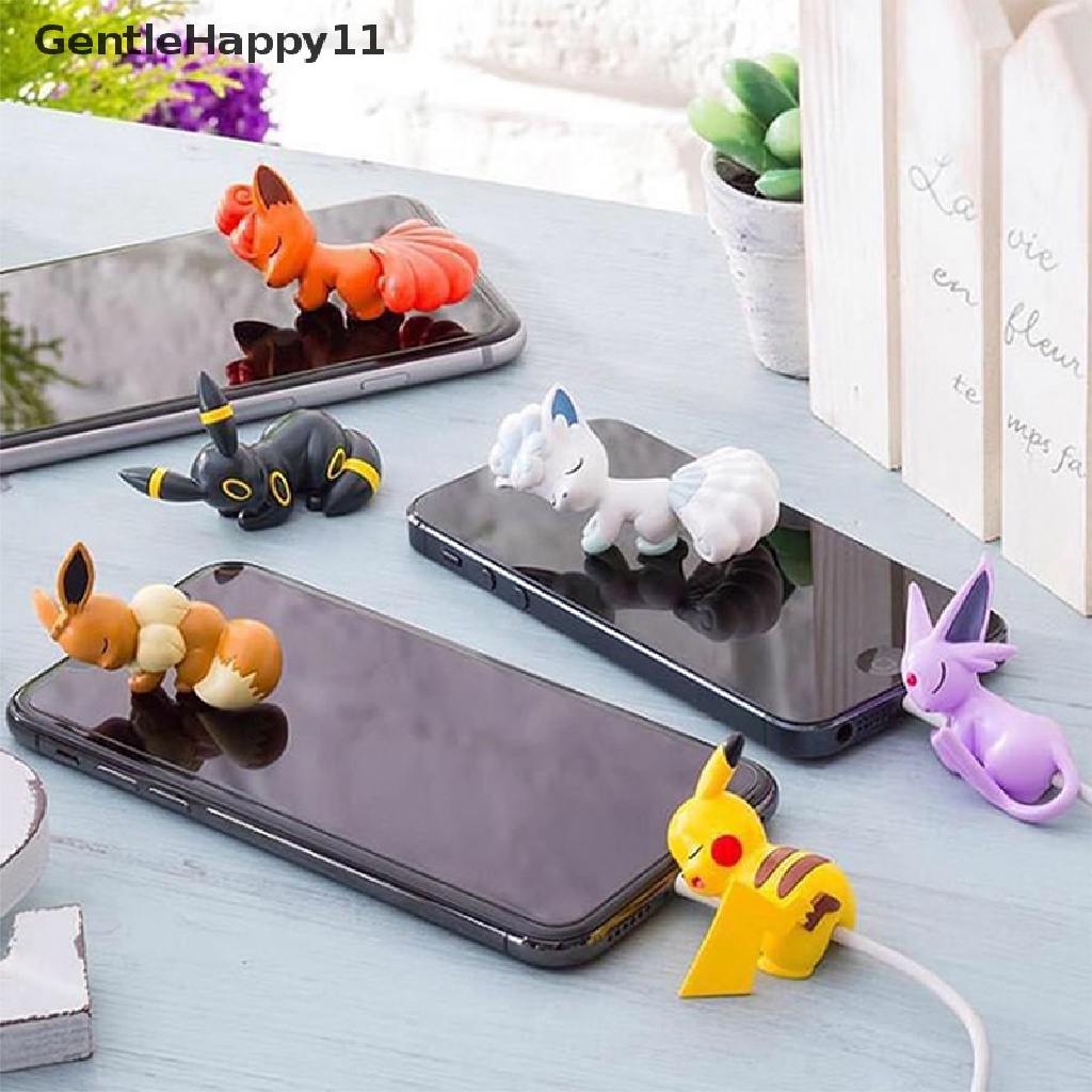 Gentlehappy Pokemon Pikachu USB Cable Bites Angka Eevee Data Cable Cover Pelindung id