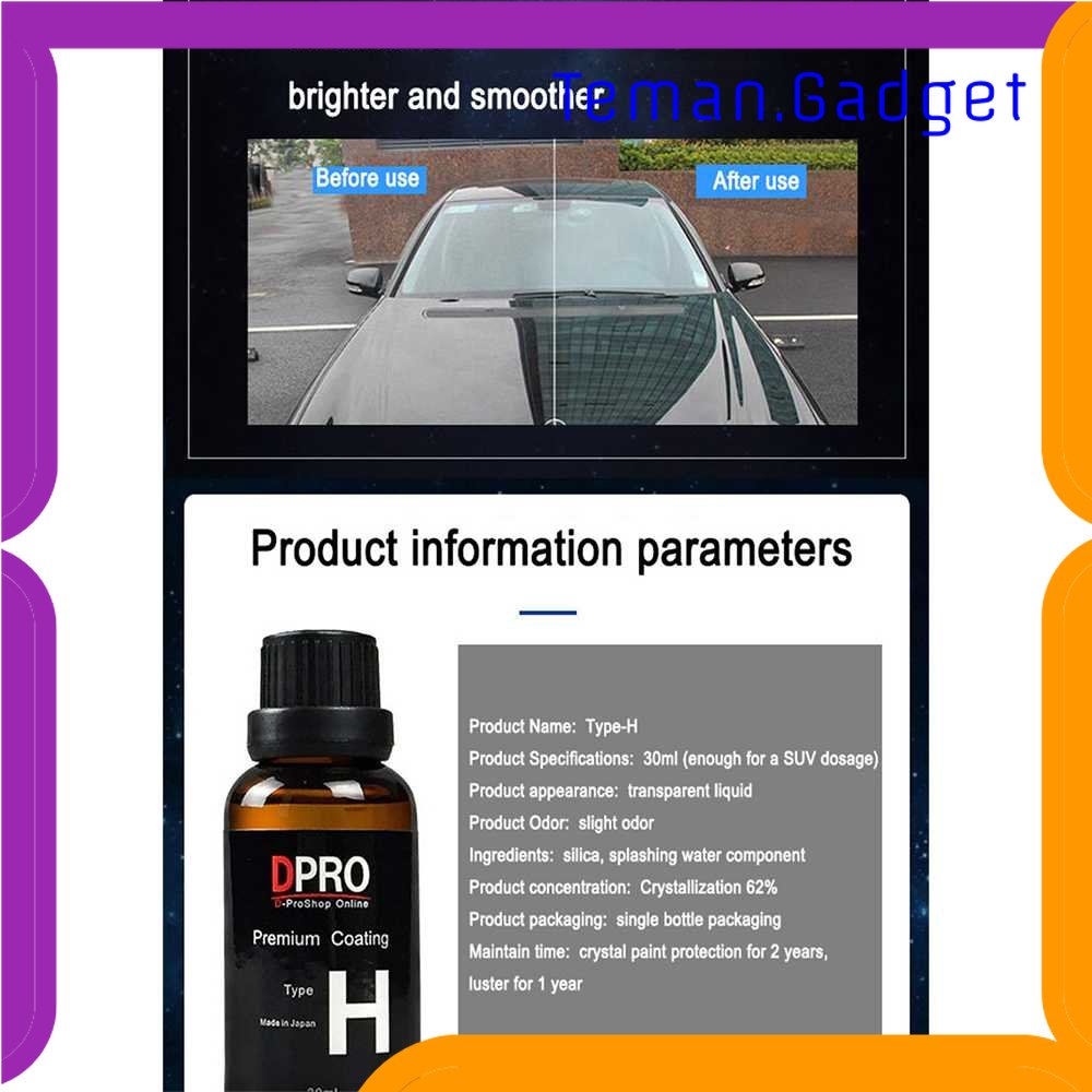 TG - OTO DPRO Premium Paint Coating Liquid Hydrophobic Mobil 9H Type H 30ml