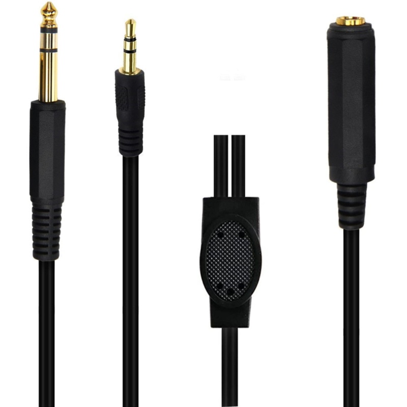 Cre Spliter Cable 6.35mm Female to 6.35mm Male+3.5mm Male Headphone Cable Kabel Untuk Gitar, Perangkat Laptop