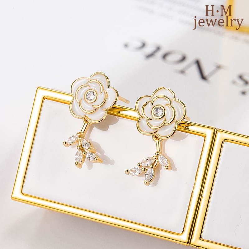 S925 Perak Fashion Temperamen Liar Camellia Stud Earrings2023 Baru Bermutu Tinggi Anting-Anting