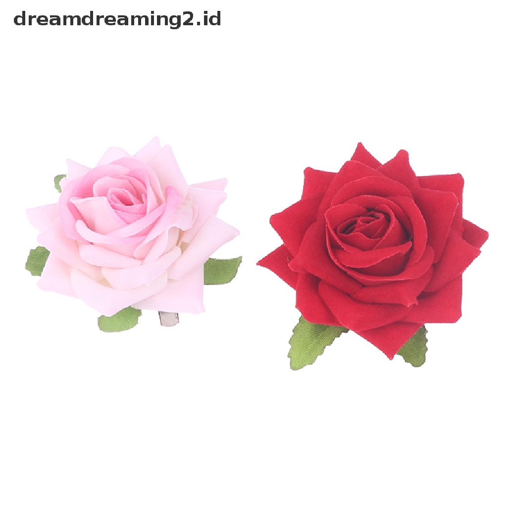 (dream) Jepit Rambut Rose Merah Pink Prancis Jepit Bunga Simulasi Romantis Untuk Wanita//