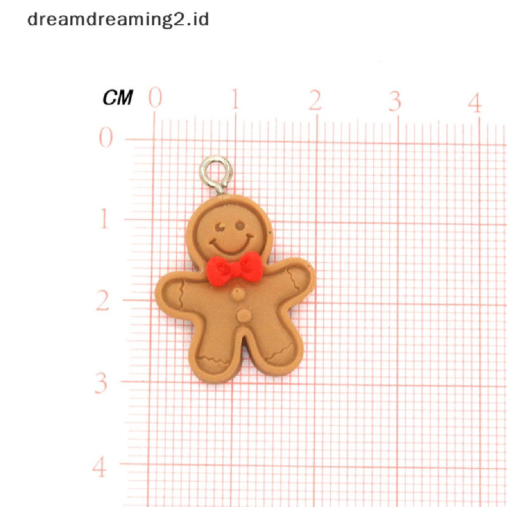 (dream) 10pcs Natal Gingerbread Man Ch Liontin Resin Ch Untuk Gantungan Kunci Anting//