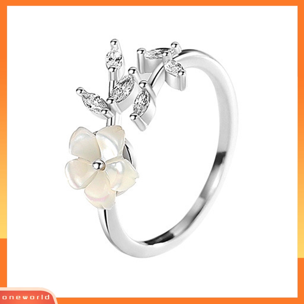 [EONE] Cincin Wanita Bunga Daun Pembukaan Yang Dapat Disesuaikan Lady Circlet Wedding Ring