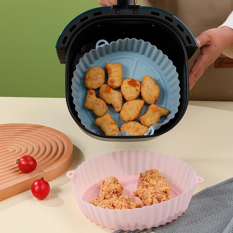 Reusable Ramah Lingkungan Silicone Grill Pan/Air Fryers Oven Baking Tray Untuk Pizza Fried Chicken Making Kitchen Bakeware