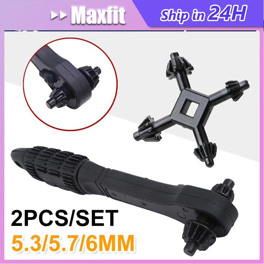 2Pcs Kunci Kepala Bor Kunci Pas Chuck Bor Multifungsi Driil Chuck Key 5.3Mm 5.7Mm 6Mm
