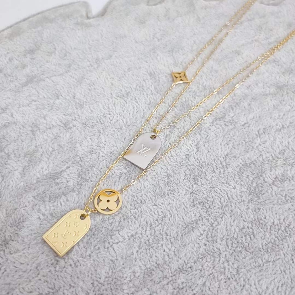 83001 Kalung plat L titanium stainless steel 316L berkualitas import anti karat bisa bayar di tempat