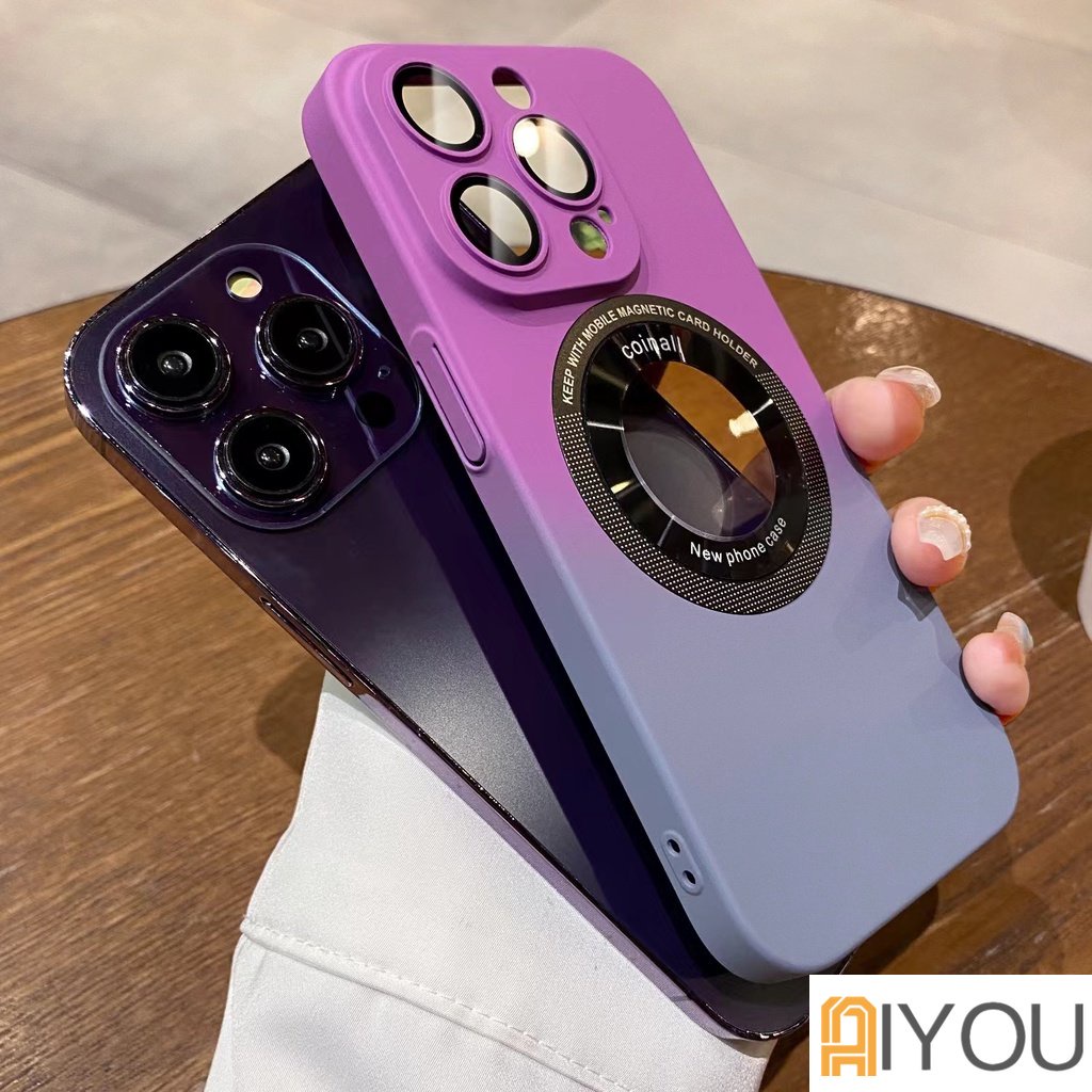 Luxury Gradient Colors Premium Iphone 14 13 11 12 Pro Max case Pelindung Lensa Kamera hard shock case Magsafe Magnetic case Untuk iPhone 14 Pro Max Plus case