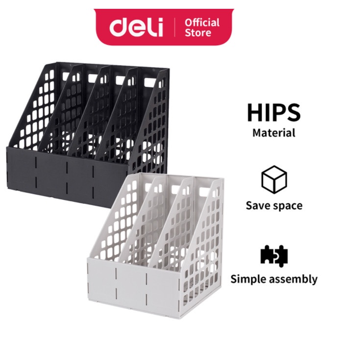 

✨BESTSELLER✨ - Deli File Tray / Rak Box File Plastik Dua Warna 3/4 Sekat 78990 78991 - 4 Sekat Hitam- 1.2.23