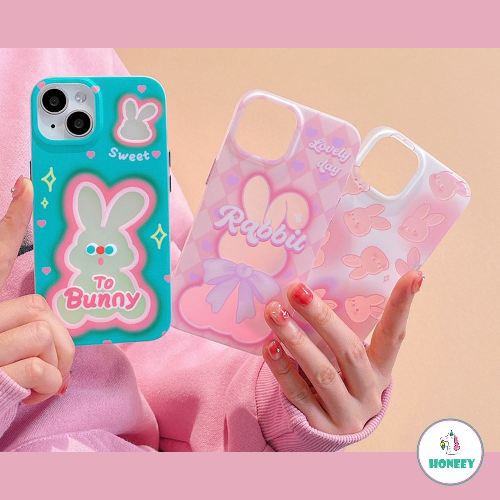 Casing Ponsel Kartun Kelinci Reflektif Laser Penuh Layar Berlubang Untuk IPhone11 12 13 14 Pro Max 12pro Gaya Gadis