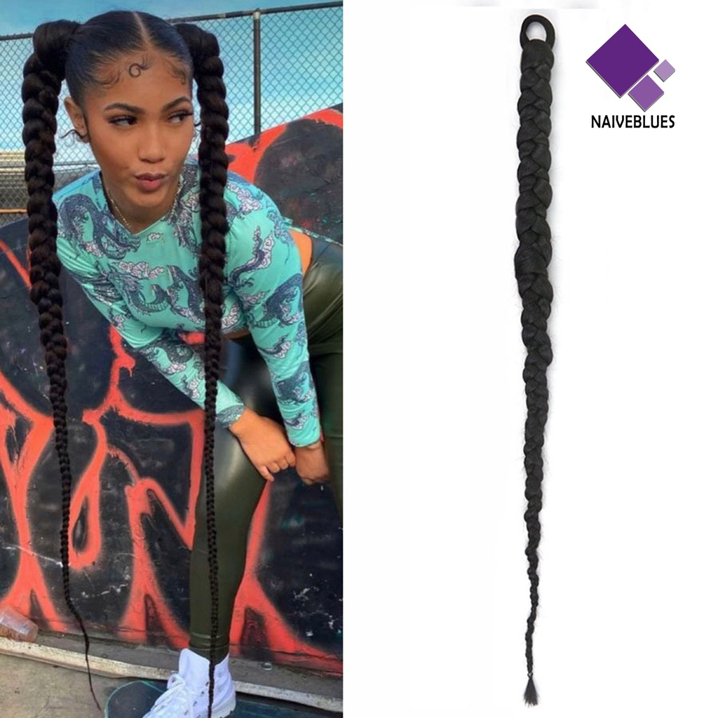 &lt; Naiveblues &gt; Wig Kepang Halus Realistis Natural Elastis Tali Rambut Hairs Styling Nyaman Dipakai Afrika