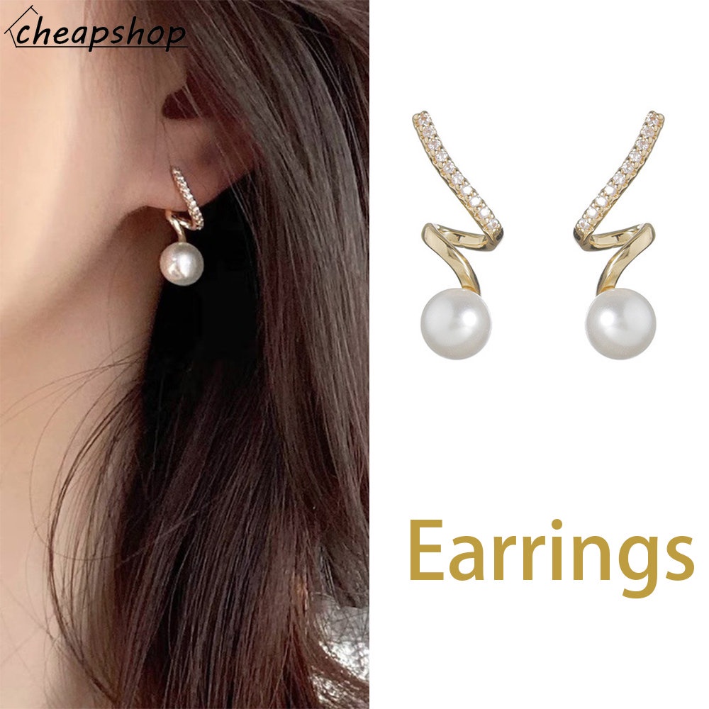 Ifyou Anting Mutiara Emas Kristal Aesthetic Kait Earring Untuk Wanita Retro Aksesoris Perhiasan