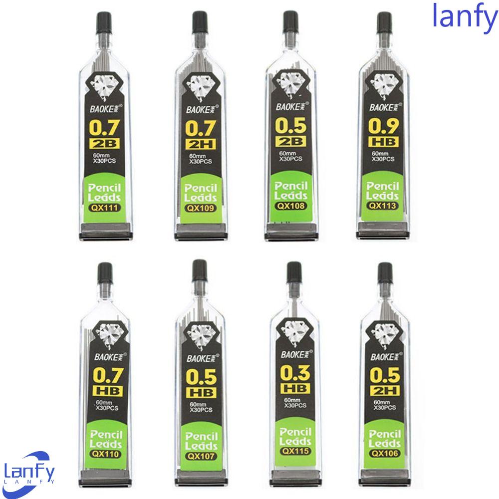 Lanfy Isi Ulang Pensil Otomatis Tulisan Siswa Menggambar 2B 2H HB Alat Tulis 0.3 mm/0.5 mm/0.7mm/0.9 mm Replaceable Pencil Core