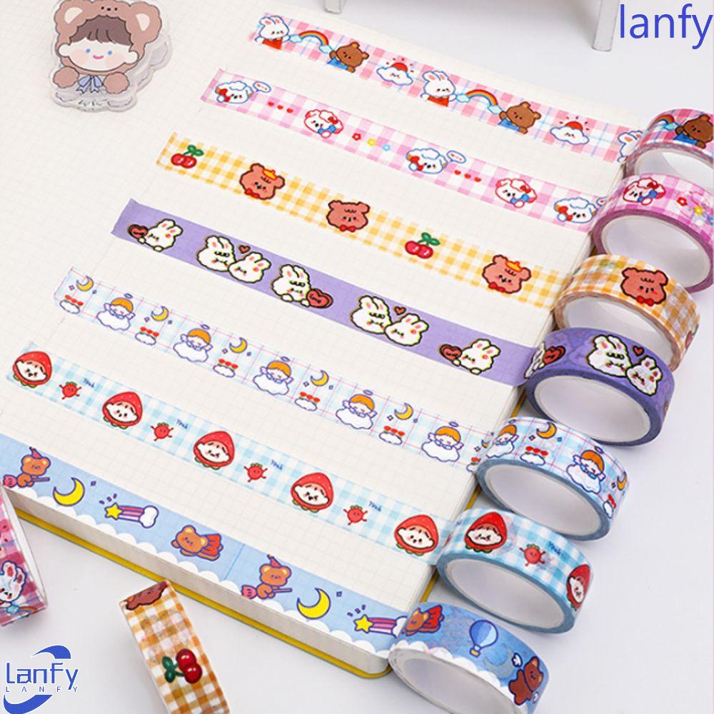 Lanfy Tape Perekat Perlengkapan Sekolah Jepang Scrapbooking 1.5cm x 5m Kaset Stiker Stationery Tape Lakban Kertas