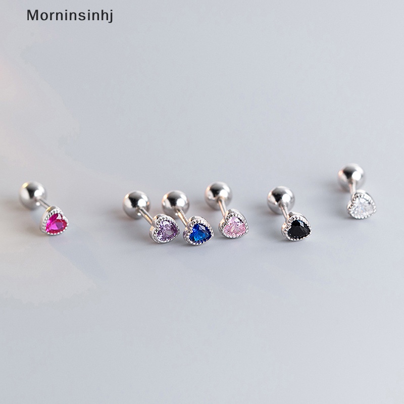 Mornin 1pasang Fashion Jantung Zirkon Telinga Studs Anting Untuk Wanita Tulang Rawan Helix Tulang Telinga Kuku Telinga Perhiasan Hadiah id