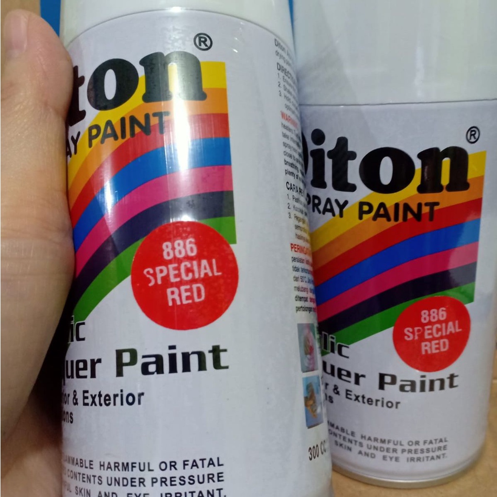 SOLID COLOURS DITON Spray Paint Acrylic Lacquer Paint Pilox Pilok Cat Semprot - 886 SPECIAL RED / MERAH GLOSSY / MERAH FERRARI (300cc / 300ml)