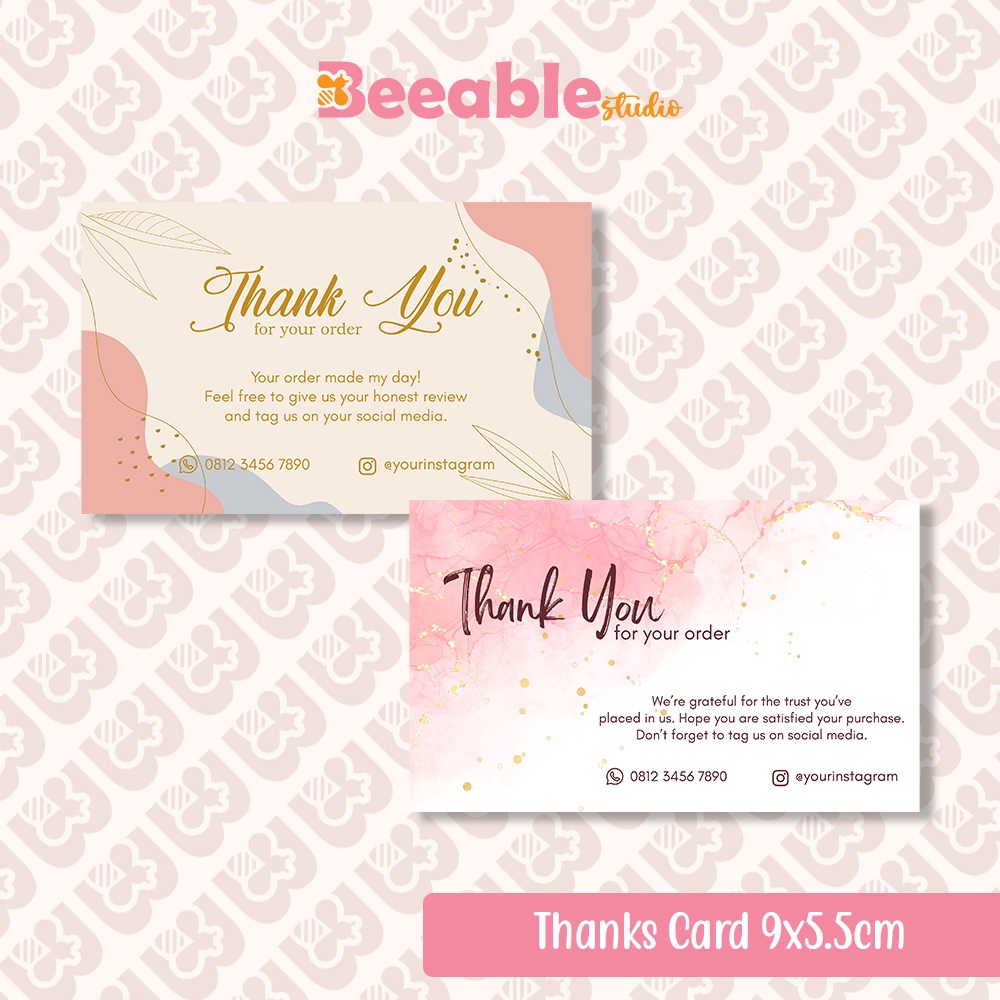 Thank You Card Custom Thanks Card Kartu Ucapan Terima Kasih Online Shop