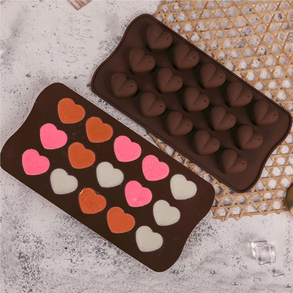 15sol Silikon Bentuk Love Hati Cetakan Coklat Permen Biskuit Cookies Kue Baking Mold